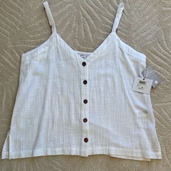 SZ L O’NEILL CROPPED LINEN TANK TOP - Picture 2 of 4